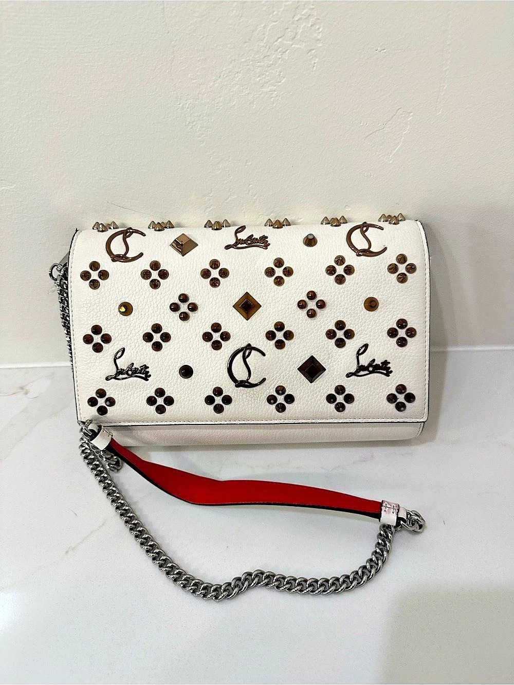 Christian Louboutin Paloma White leather clutch Bag